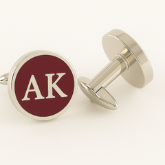 Initials Monogram Cufflinks with Enamel