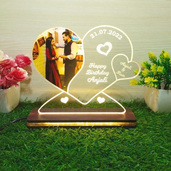 Customized Heart Couple Lamp With Photo