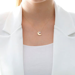 Moon and Star Necklace-925 Sterling Silver