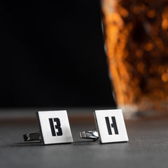 Personalized 925 Silver Initial Cufflinks