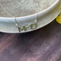 Two Initials Necklace with Heart for Couple