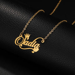 Crown & Heart Name Necklace