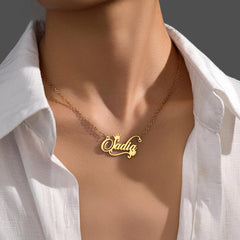 Crown & Heart Name Necklace