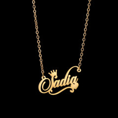 Crown & Heart Name Necklace