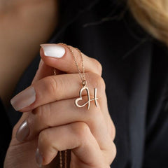 Initial Necklace with Heart by Artsy Store
