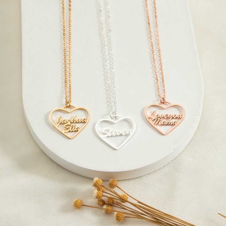 Custom Two Name Necklace with Heart