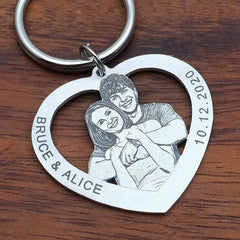 Personalized Photo Keychain - Heart Shape
