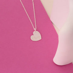 Plate Side Heart Engraved Letter Love Necklace