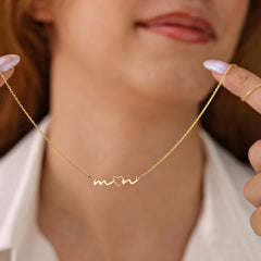 Personalized Double Initial Letter Necklace with Minimal Heart