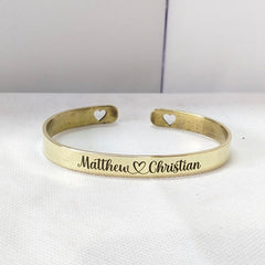 Custom Heart with Engraved Bracelet Handmade