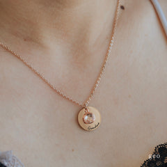 Personalized Engraved Birthstone Necklace Gemstone