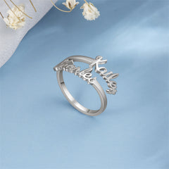 Double Name Ring- 925 Sterling Silver