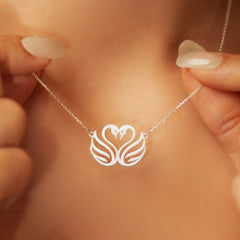 Heart Swans Necklace
