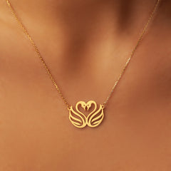 Heart Swans Necklace