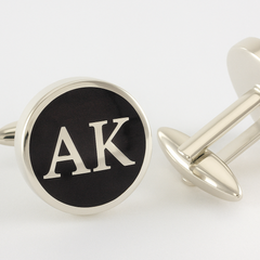 Initials Monogram Cufflinks with Enamel