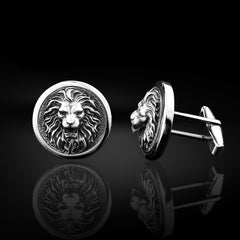 Wild Lion Sterling Silver Men Cufflinks