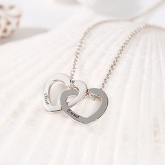 TWO HEART ENGRAVED NAME NECKLACE