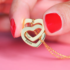 TWO HEART ENGRAVED NAME NECKLACE
