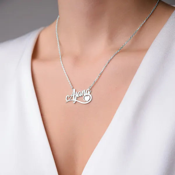 Heart Decorated Name Necklace