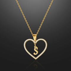 Heart Initial Diamond Necklace