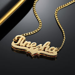 Double Plated Heart Name Necklace