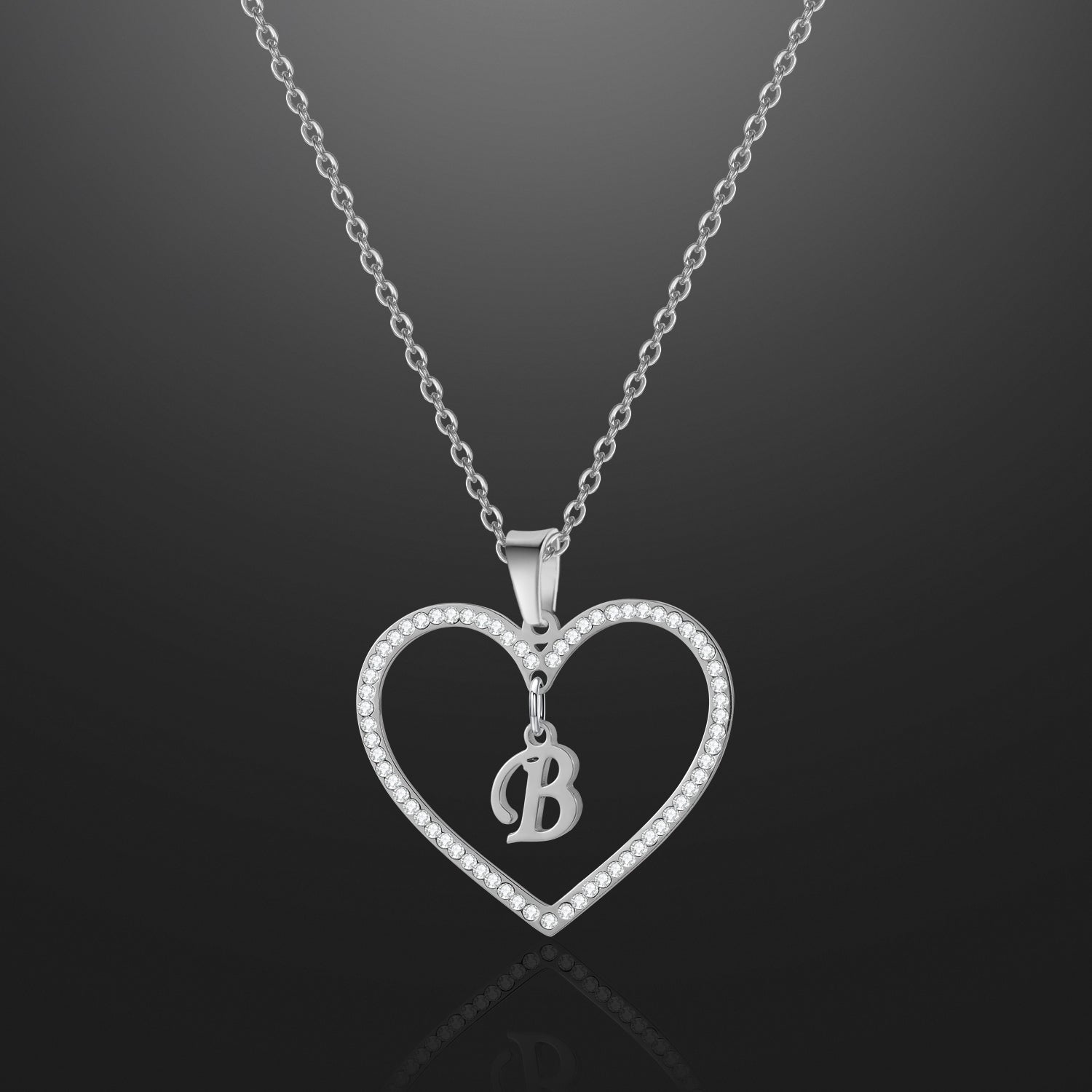 Heart Initial Diamond Necklace