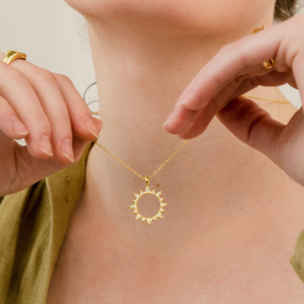 Pave Sun Diamond Necklace