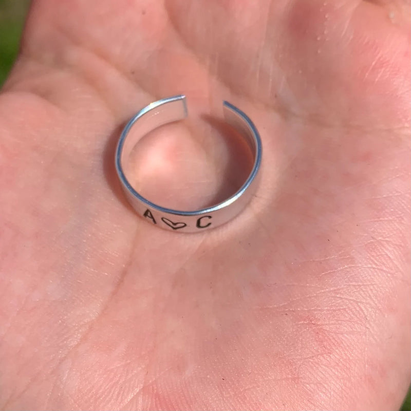 Initial couples ring with heart