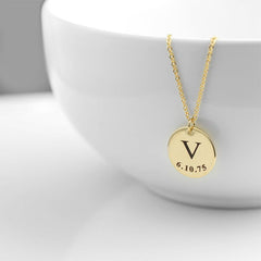 Initial Date Charm Necklace
