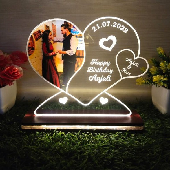 Customized Heart Couple Lamp With Photo