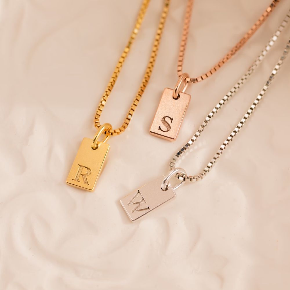 Personalised Dainty Initial Tag Pendant-Necklace