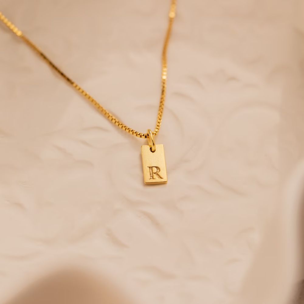 Personalised Dainty Initial Tag Pendant-Necklace