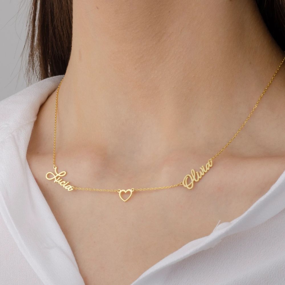 Customized Two Name Necklace With Heart