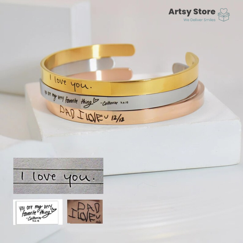 Custom Handwriting Cuff Bracelet