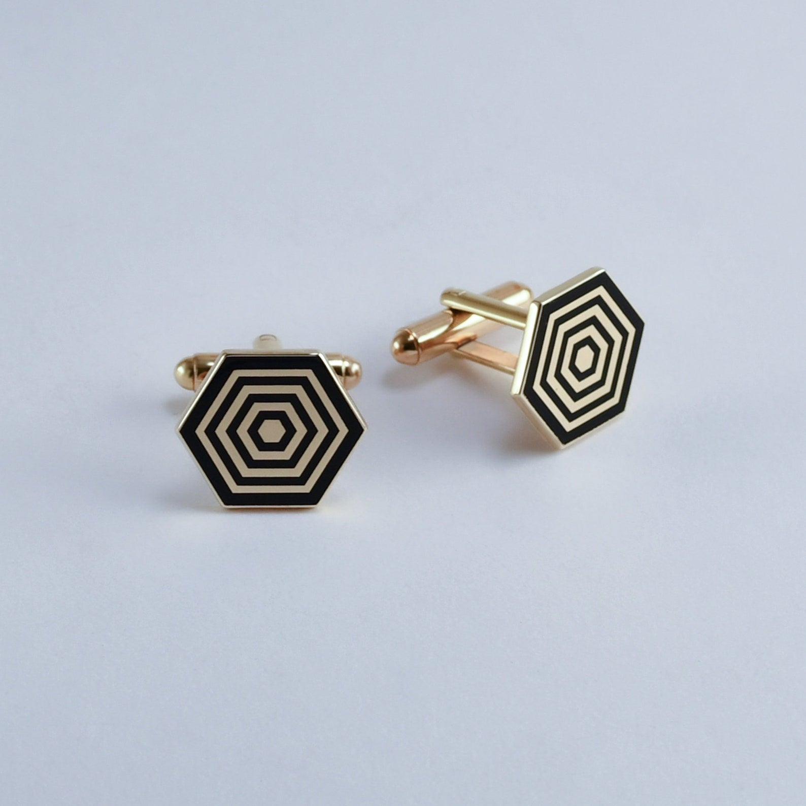 Hexagon Enamel Cuff Links