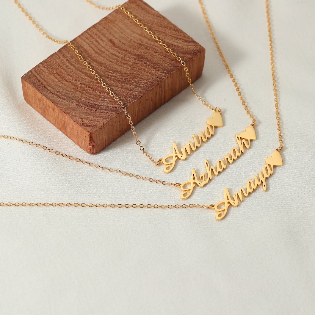Custom Name Necklace with Heart by Artsy Store