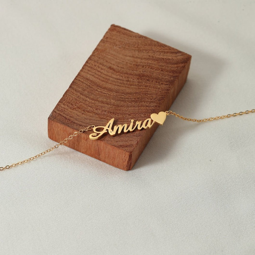 Custom Name Necklace with Heart by Artsy Store