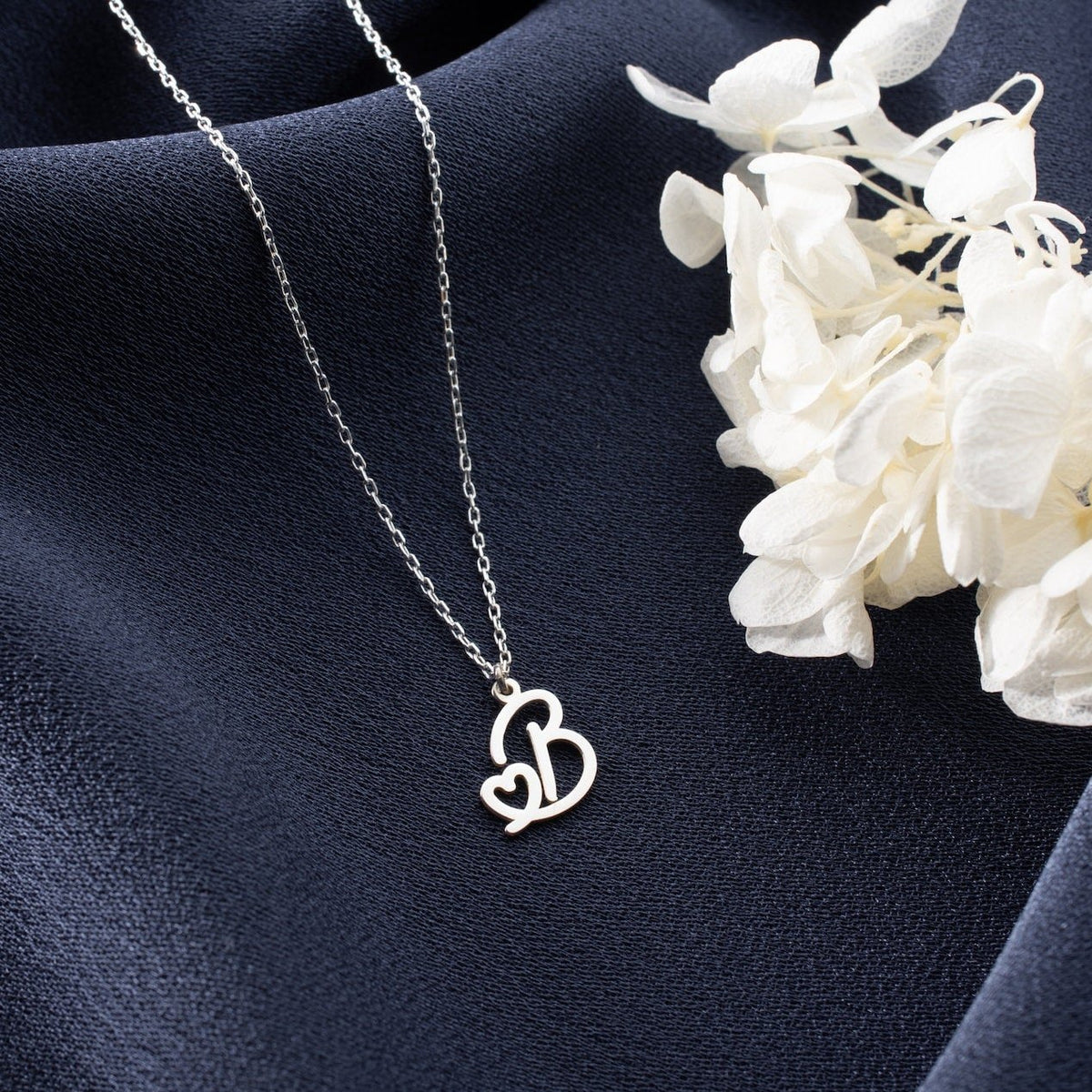 Initial Necklace with Heart Symbol