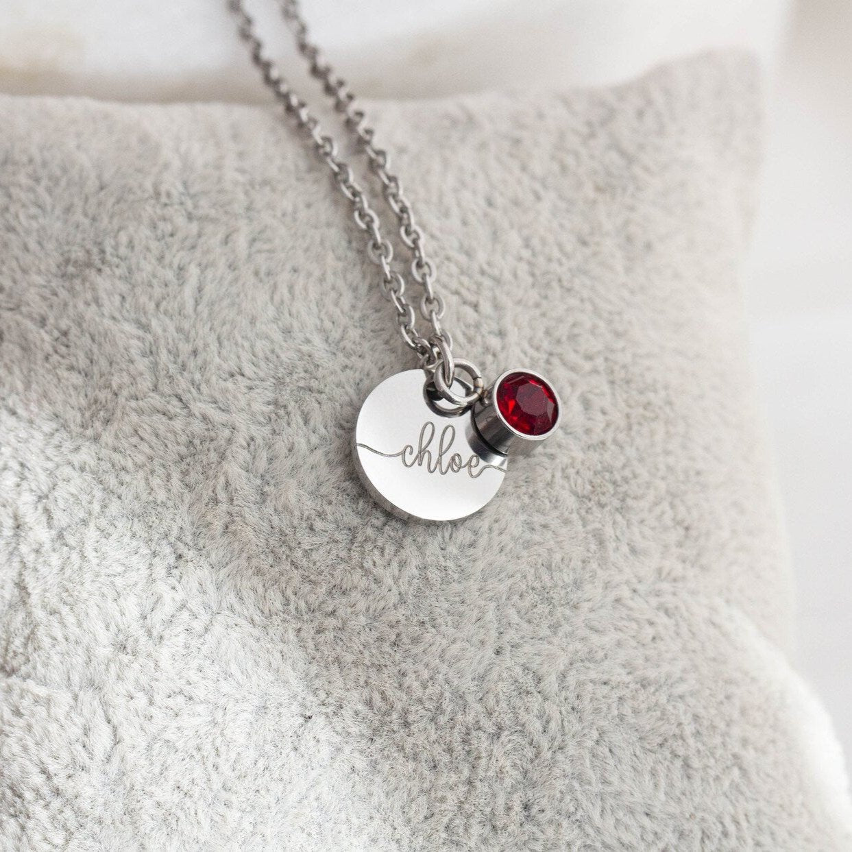 Custom Engraved Name Necklace with Birthstone