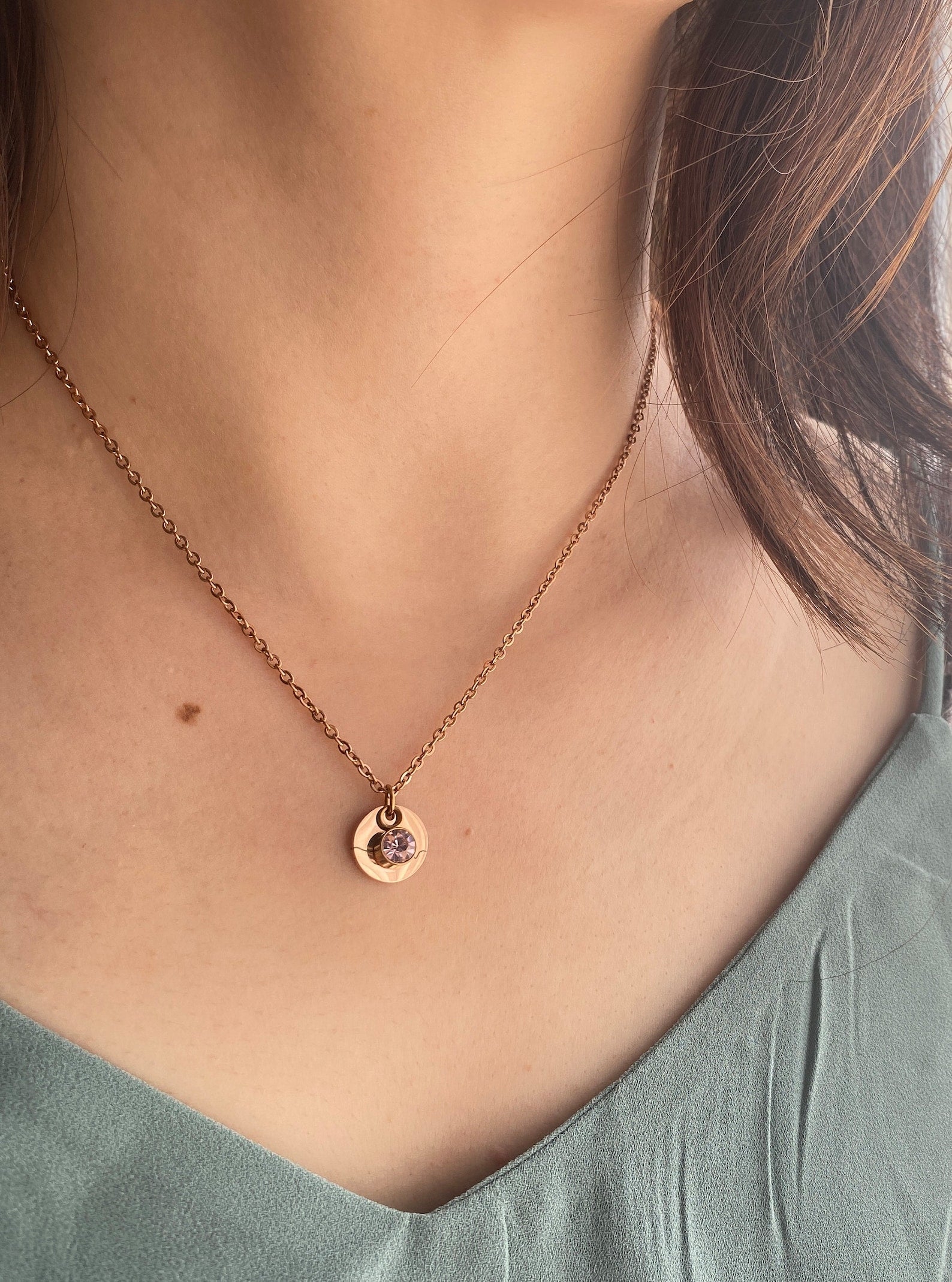 Custom Engraved Name Necklace with Birthstone