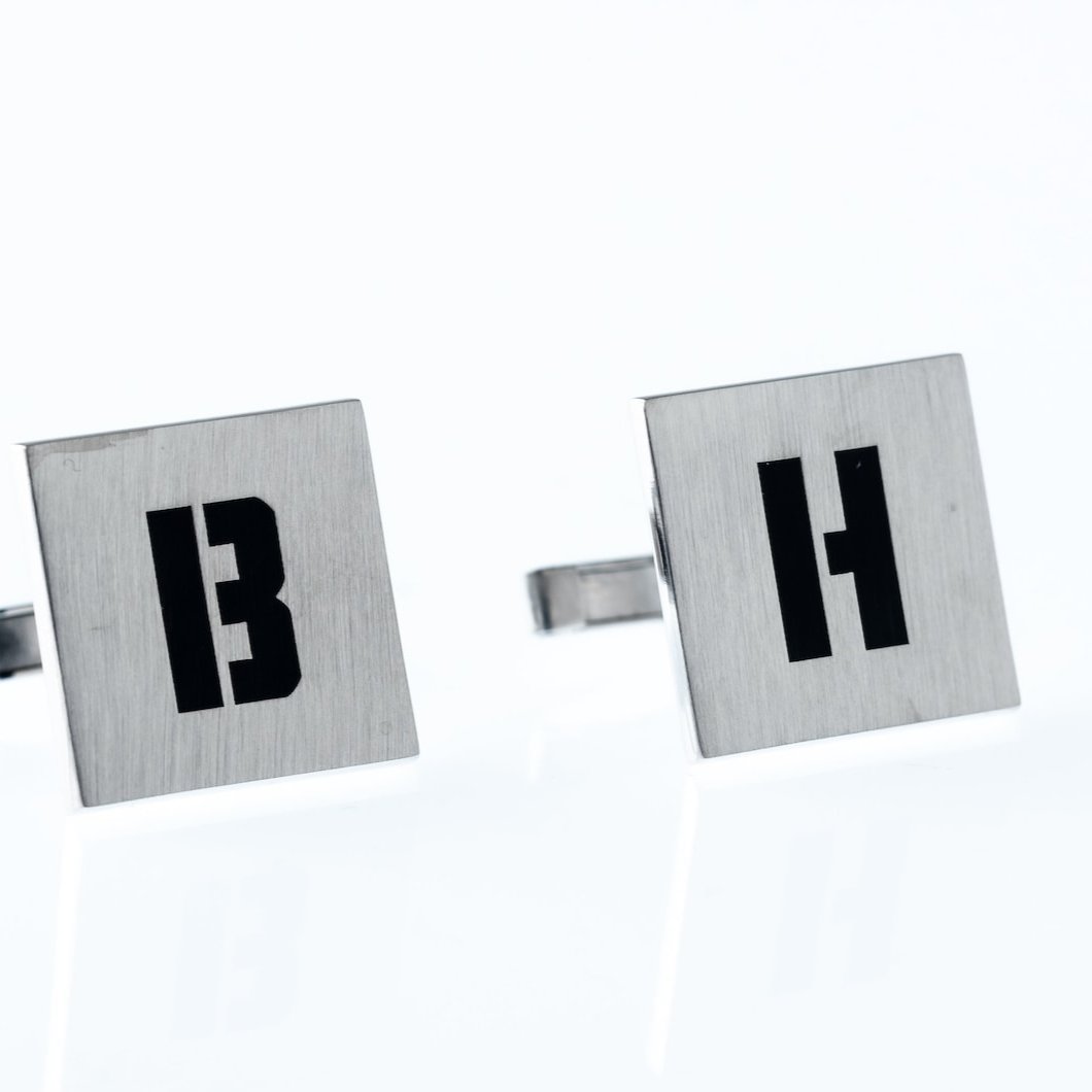 Personalized 925 Silver Initial Cufflinks
