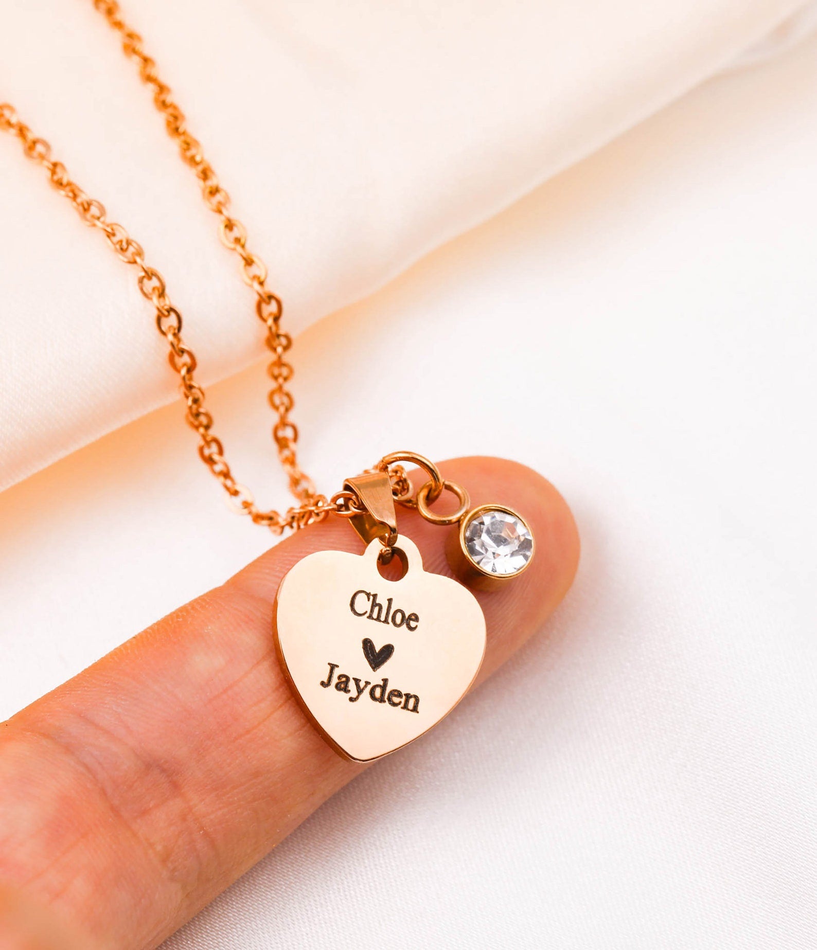 Custom Engraved Name Necklace with Birthstone