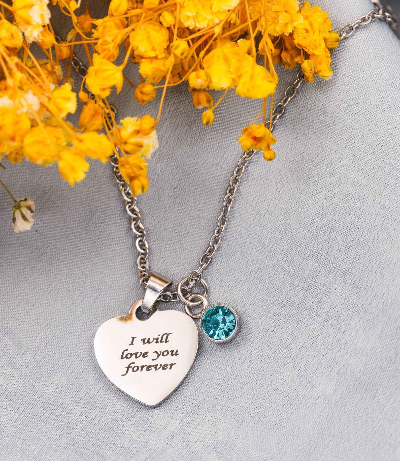 Custom Engraved Name Necklace with Birthstone
