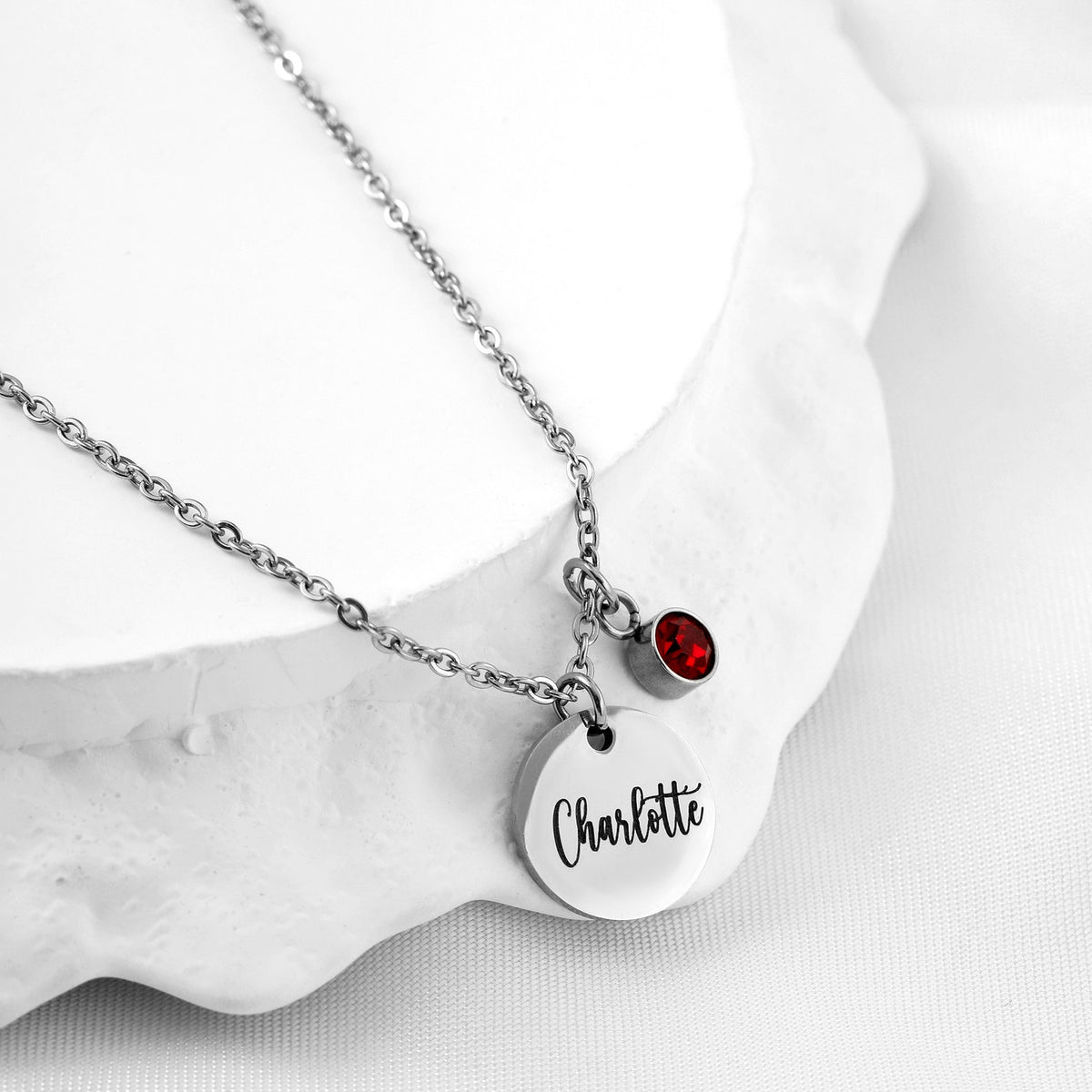 Custom Engraved Name Necklace with Birthstone
