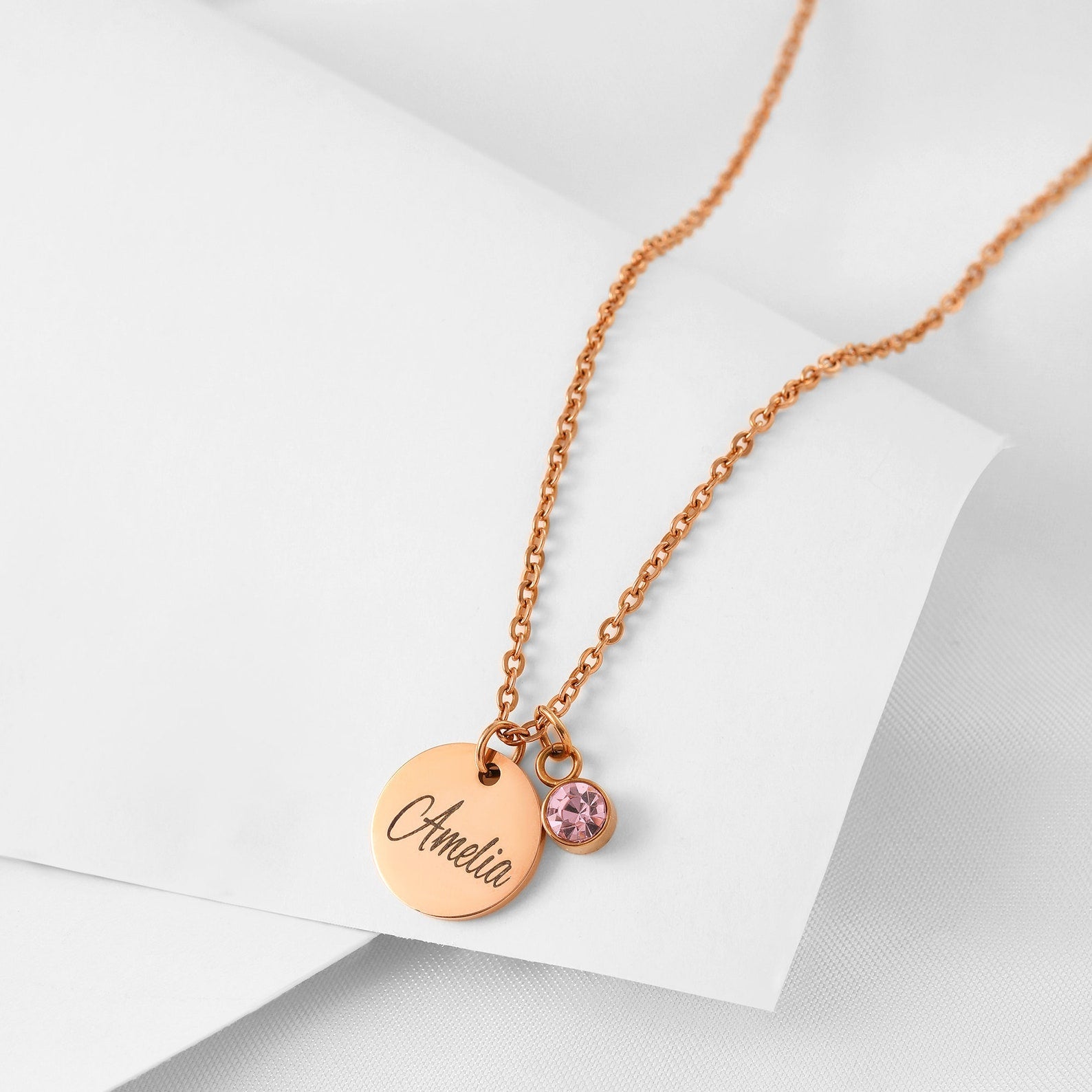 Custom Engraved Name Necklace with Birthstone