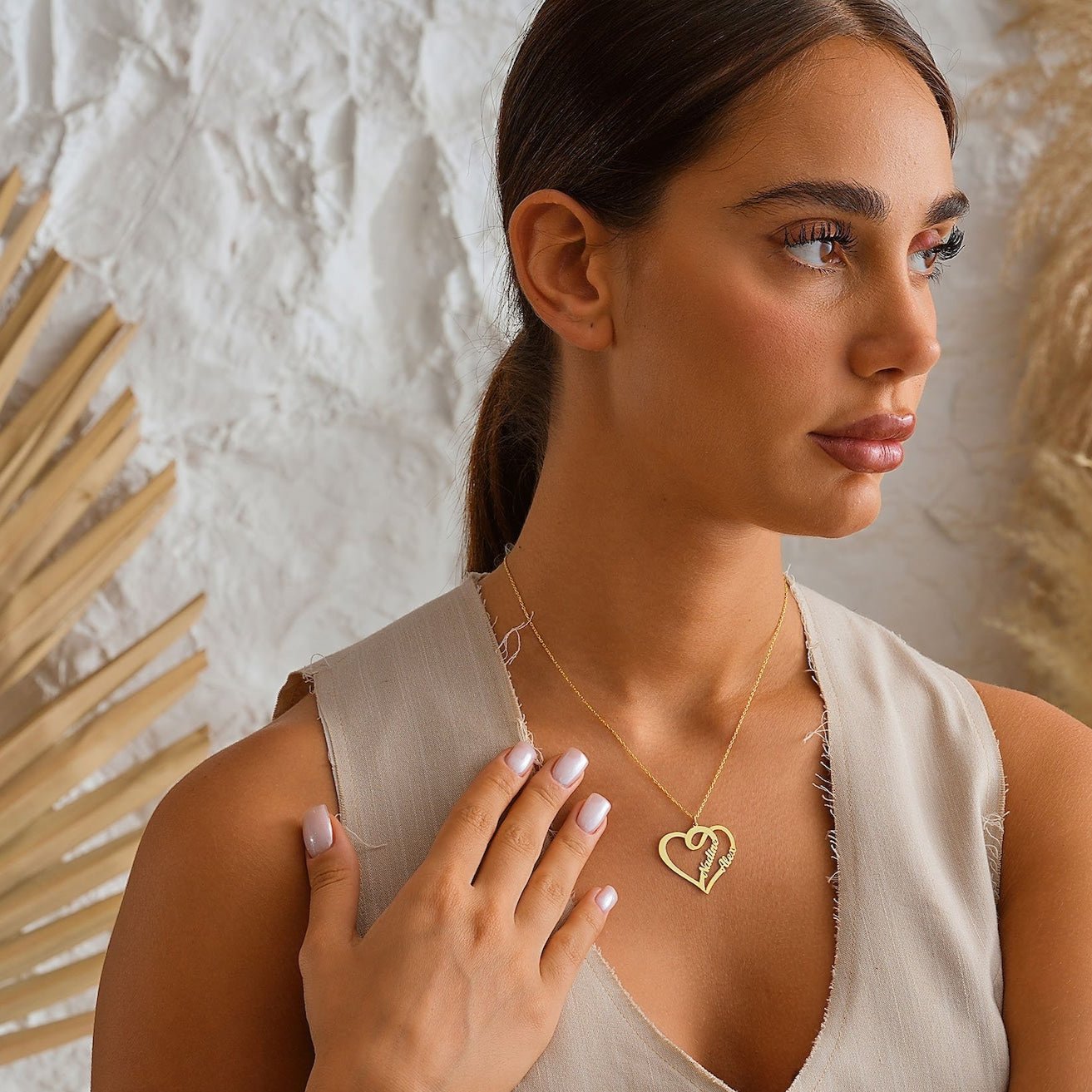 Couple Names Heart Necklace by Artsy Store