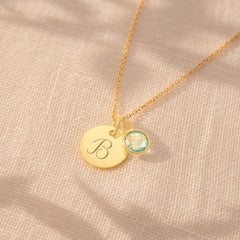 925 Silver Initial and Birthstone Personalised Necklace