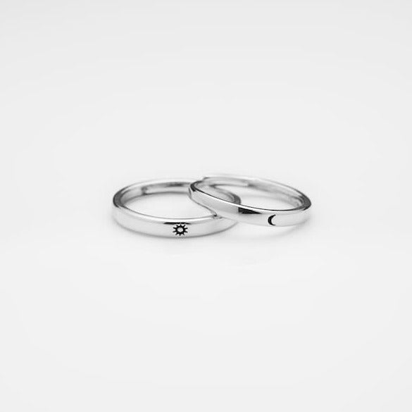 Sun And Moon Couple Pure Silver Rings