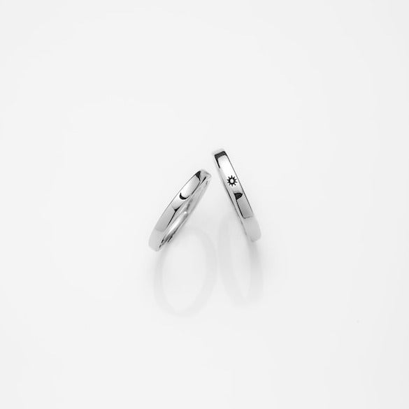 Sun And Moon Couple Pure Silver Rings