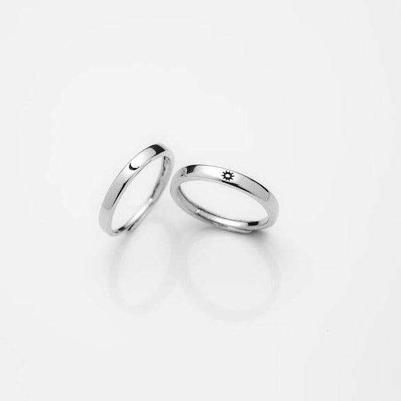 Sun And Moon Couple Pure Silver Rings